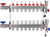 8-Loop stainless steel radiant heat manifold with integrated flow meters, balancing valves, air vents, and 1/2" PEX adapters for hydronic floor heating systems.
