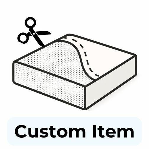 FoamOrder Custom Product, illustration of a foam insert being cut to size with scissors