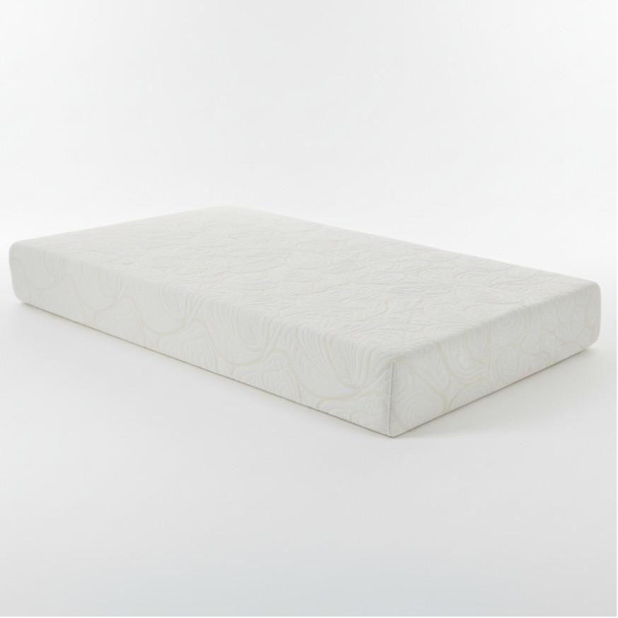 Twin XL Size Foam Mattress, white foam mattress with patterned surface on a plain white background.