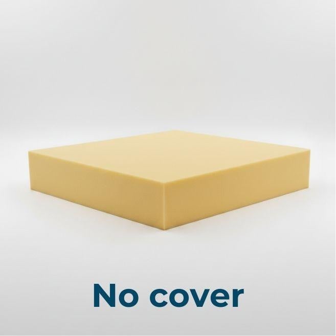 King Size Foam Mattress, plain yellow foam mattress with no cover on a white background.