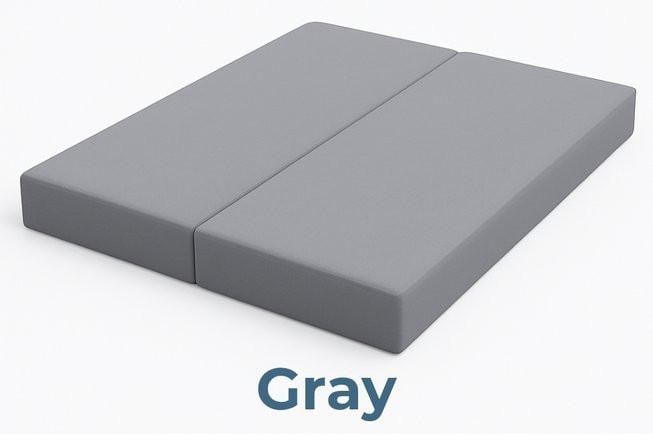 FoamOrder Bi-Fold Foam Mattress, gray foam mattress folded in half shown on a white background.