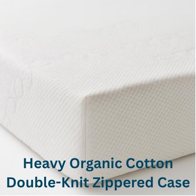 Full XL Size Organic Latex Foam Mattress, Heavy Organic Cotton Double-Knit Zippered Case