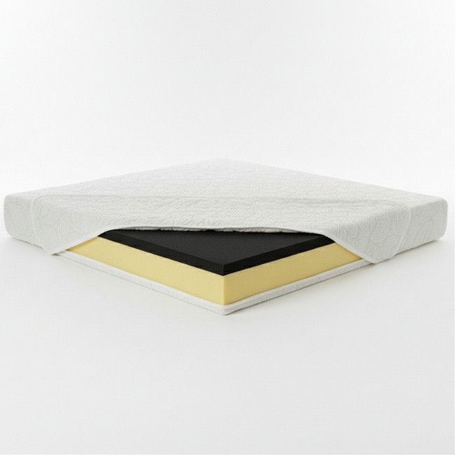 King size memory foam mattress cross-section showing plush 3-inch memory foam comfort layer over a high-density Everflex foam support base.