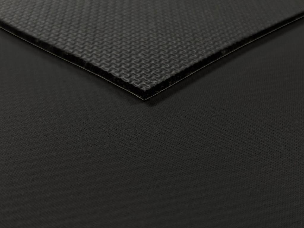 2mm Textured / Shark Skin Neoprene Sheet - Front: Textured, Back: Nylon, black neoprene material with textured shark skin pattern on the front side.