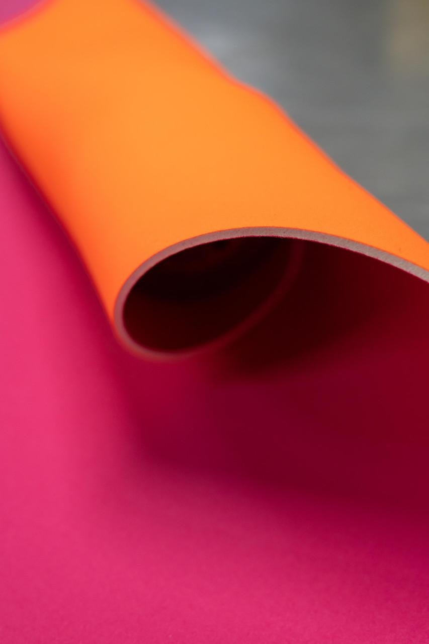 3mm White Neoprene Sheet, front side with polyester layer, back side with polyester layer, close-up image showing the layered material.