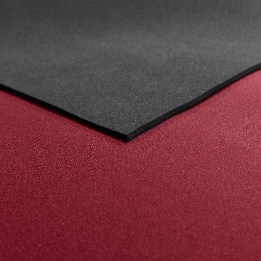 3mm Neoprene Sheet, product image showing front side as plain black rubber and back side as colored nylon material.