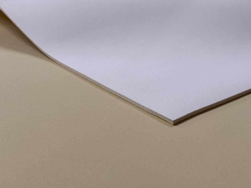 3mm White Neoprene Sheet, featuring a front nylon surface and a back nylon surface.