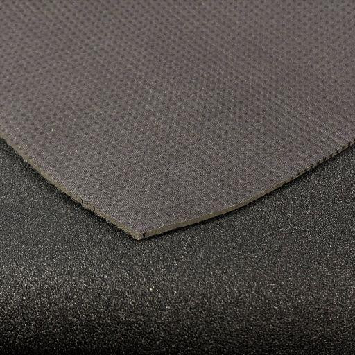 3mm Perforated Velcro Compatible Neoprene Sheet, front with U-loop pattern and back with nylon surface, used for cushioning and fastening applications.