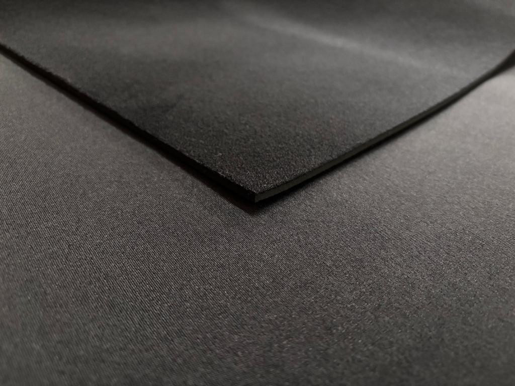 3mm Velcro Compatible Neoprene Sheet, front side with UBL material and back side with nylon fabric, black in color.