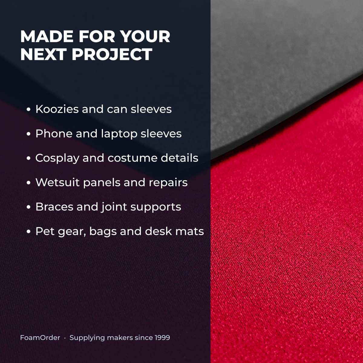 Neoprene sheet project ideas: koozies, phone and laptop sleeves, cosplay, wetsuit repairs, braces, pet gear, bags and desk mats
