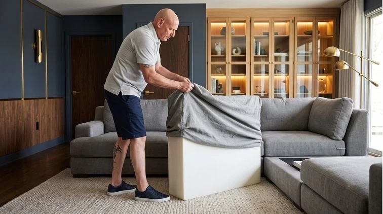 Custom-cut foam couch cushion