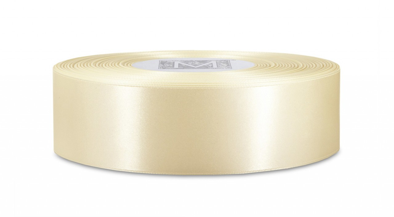 Lucia 25mm Italian Double Faced Satin Ribbon, Cream, Sold by The Yard