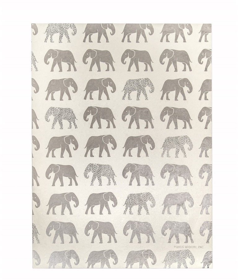 Cream Gift Wrap Silver Elephant