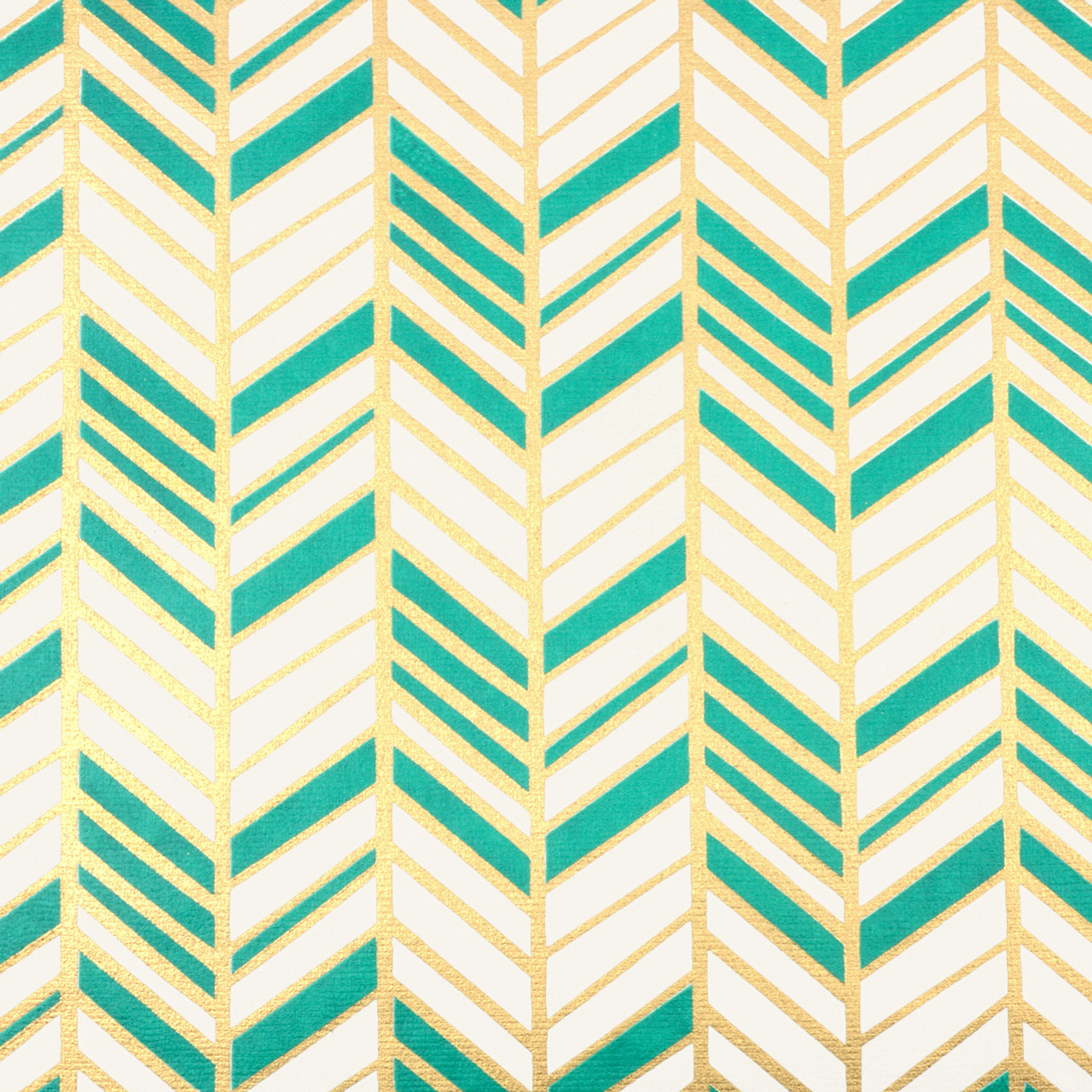 Chevron - Cream, Gold/Green Metallic Gift Wrap