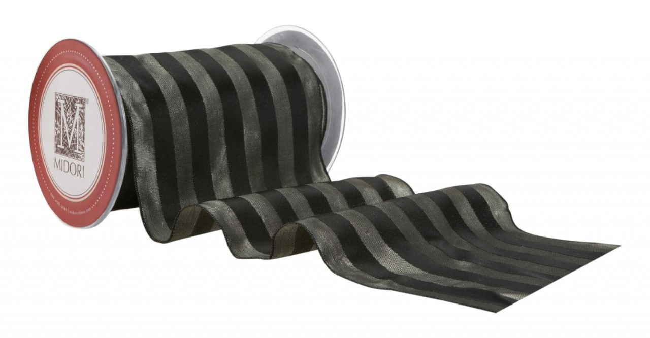 Masquerade Ribbon - Mica/Black Striped Ribbon