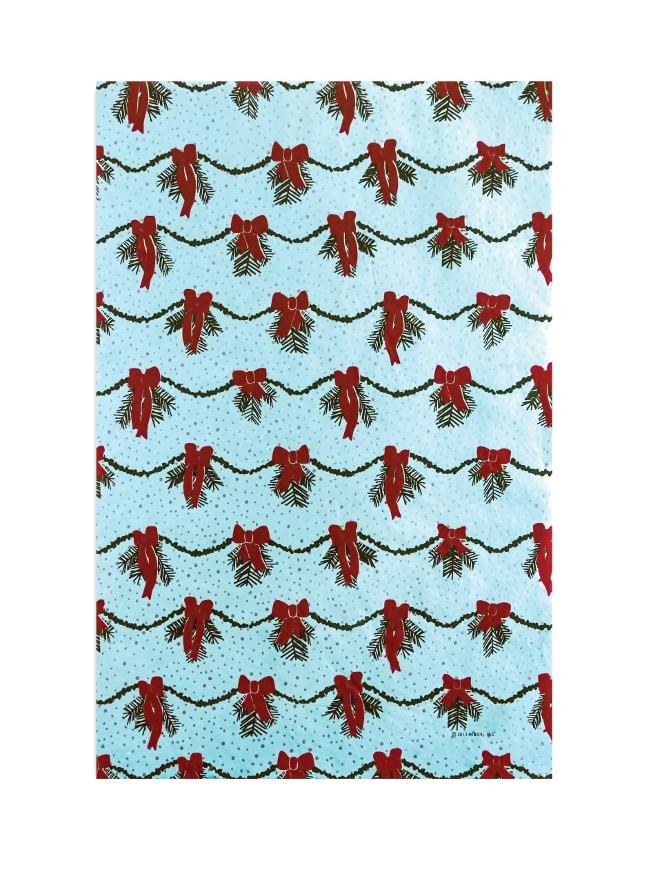 Holiday Gift Wrap - Garland - Ice Blue/Dark Green/Red