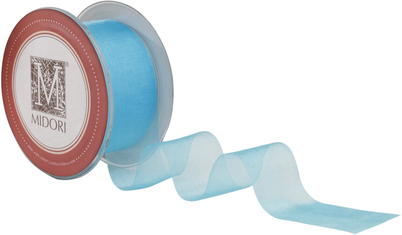 Stretch Organdy Ribbon Organdy Ribbon - Turquoise / Blue Sparkle Ribbon