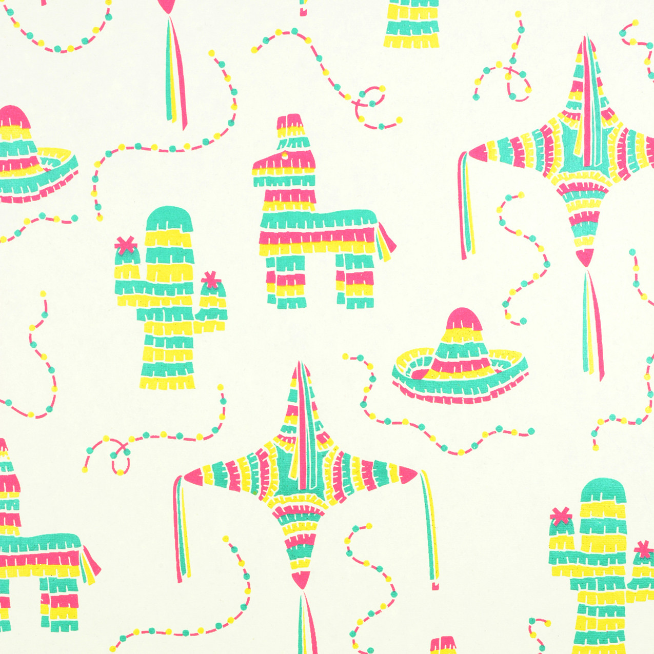 Piñatas Magenta/Green/Yellow/Cream Gift Wrap - Midori Retail