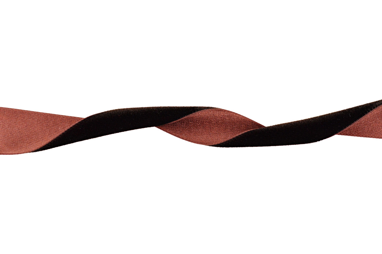 Velvet Satin Ribbon - Brown Velvet/Brown Satin - Midori Retail
