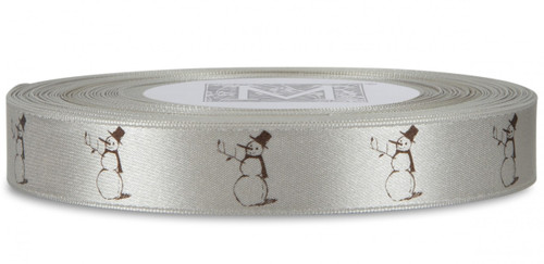 Brown Snowman on Oyster Ribbon - Double Faced Satin Symbols