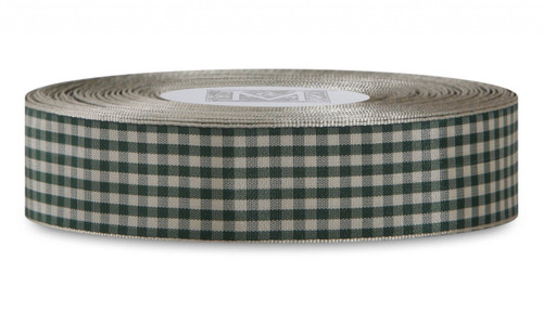 Checked Taffeta Ribbon - Cream/Hunter