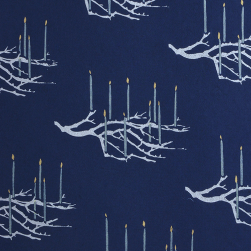 Candelabra Navy/White/Metallic Silver/Gold Gift Wrap