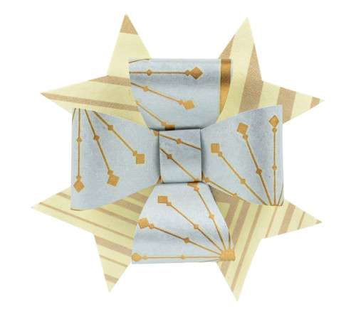 Paper Double Bow Topper - Cream/Silver/Gold