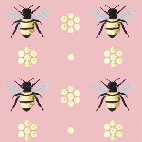 Gift Wrap - Honey Bee - Light Pink/Metallic Black/Gold Foil