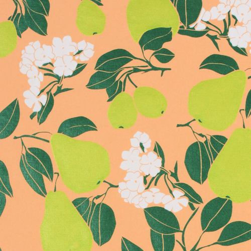 Pear Blossom Peach/Lime Green/Dark Green/White Gift Wrap 