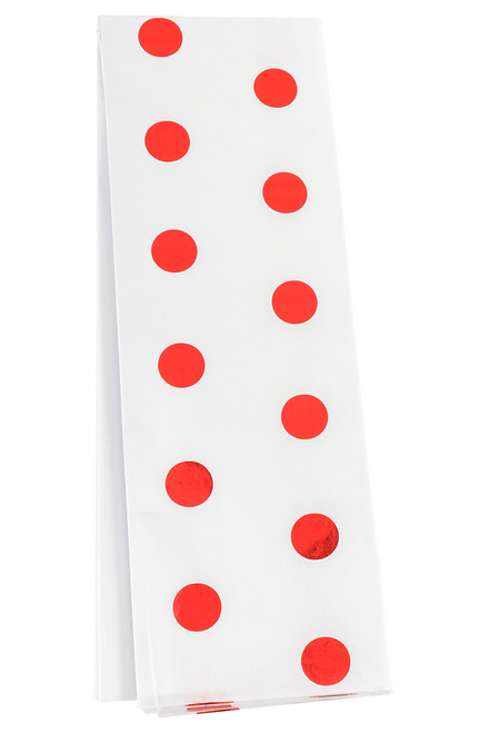 Metallic Polka Dots on Tissue Paper - Red