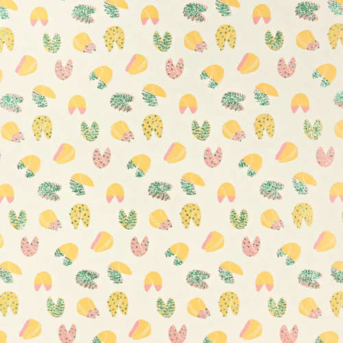 Fortune Cookie Cream Yellow/Pink and Green Glitter Gift Wrap