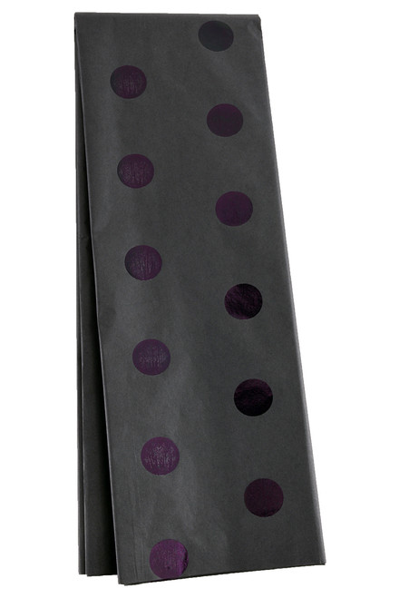 Metallic Polka Dots on Tissue Paper - Black