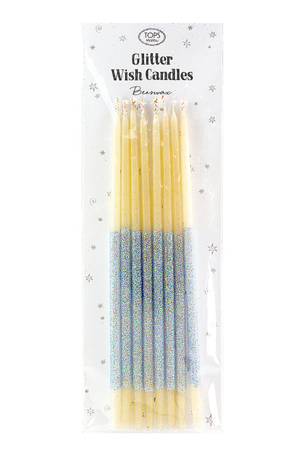 Glitter Wish Candles Pastel Blue 6"