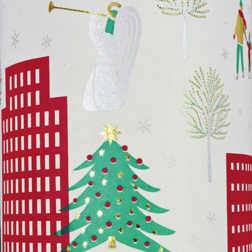 NYC Christmas Cream/Silver/Green/Red/Gold Foil 