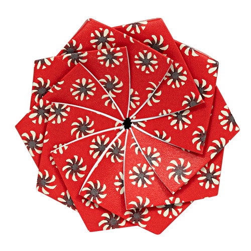 Extra Large Japanese Paper Gift Box Red/Flowers