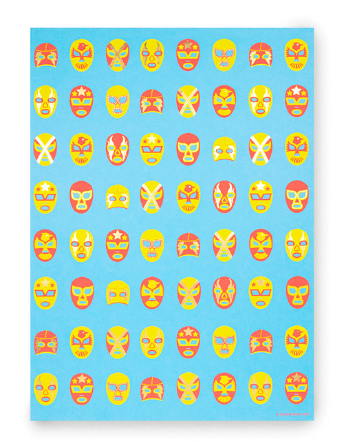 Luchador /Yellow/Blue/Gold Foil Gift Wrap