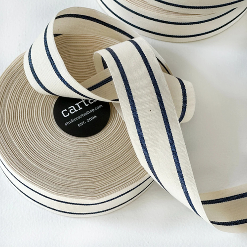 Striped Cotton - Natural/Starry Night Blue
