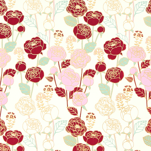 Neutral Floral Cream/Mauve/Sage/Burgundy/Gold Metallic Gift Wrap