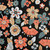 60's Flower Power Black Red/Orange/Cream/Aqua Metallic