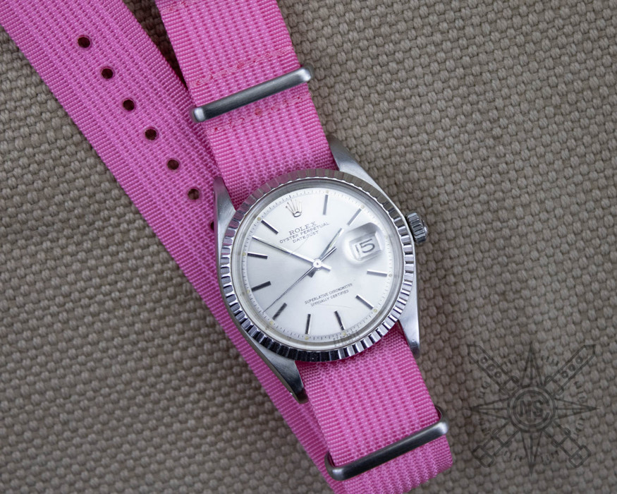Stand Out with a Bold Pink Ribbed Nylon Watch Strap