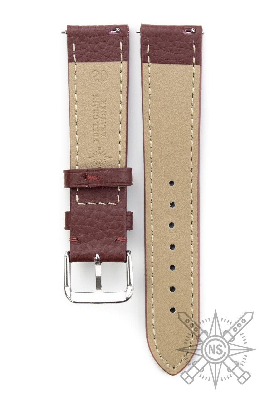 Burgundy Leather Watch Band – Classic Pebble Strap