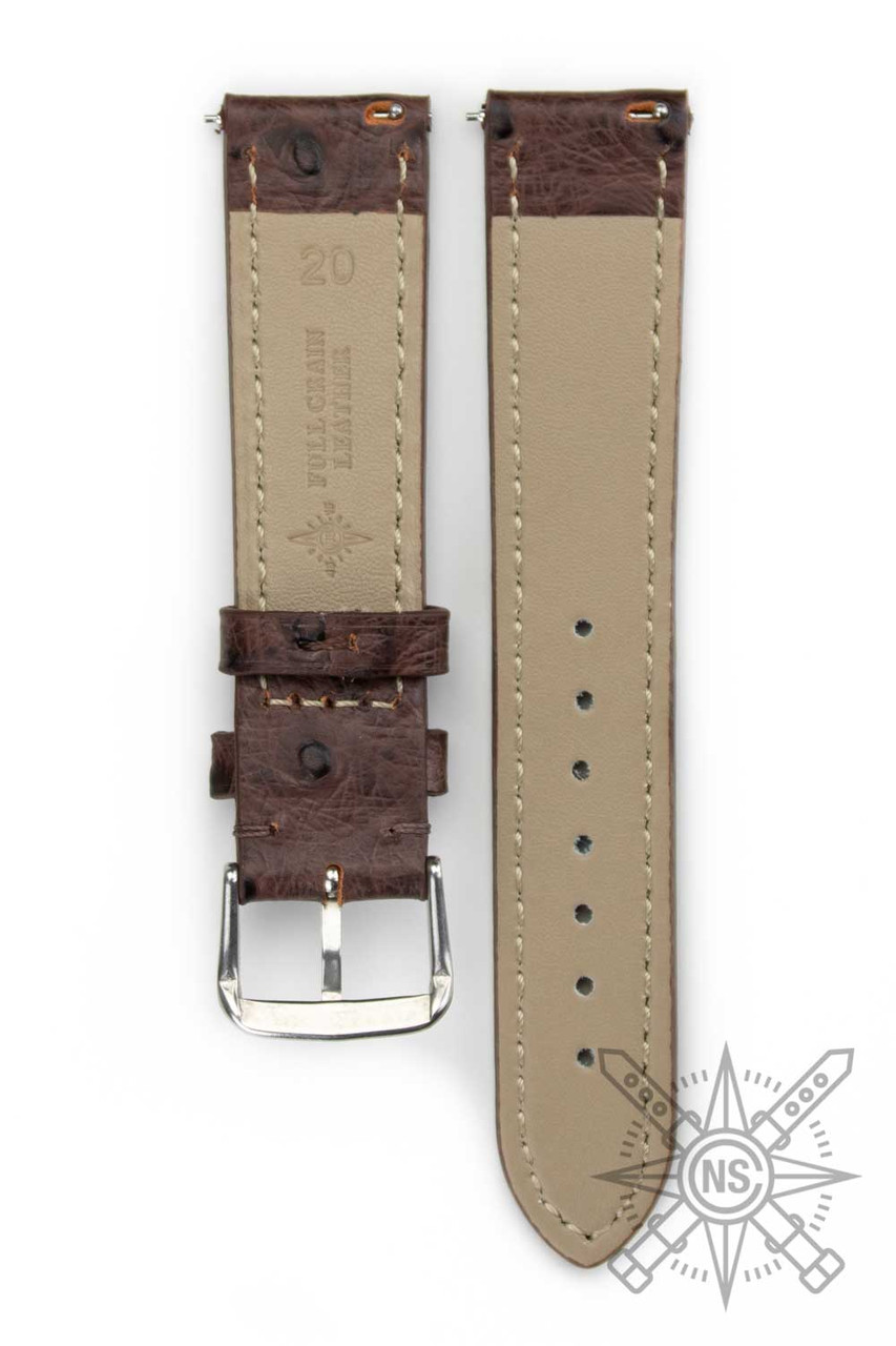 Classic Dark Brown Ostrich Watch Strap – Exotic Style