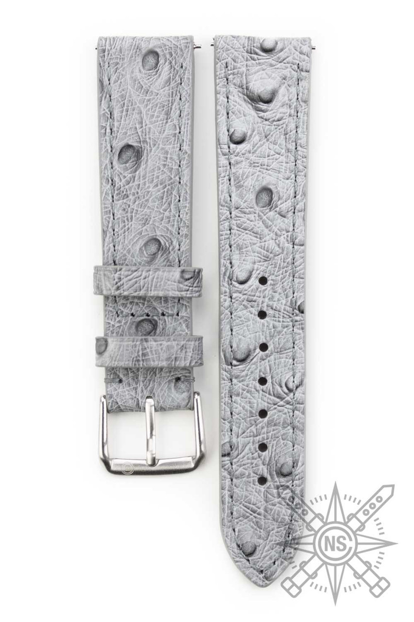 Classic Grey Ostrich Leather Watch Band – Exotic and Durable
