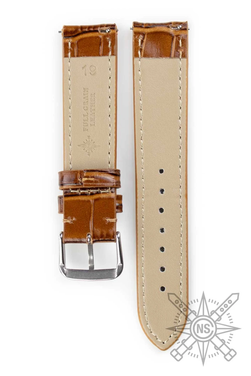 Brown Alligator Watch Strap – Classic Exotic Luxury display picture 1