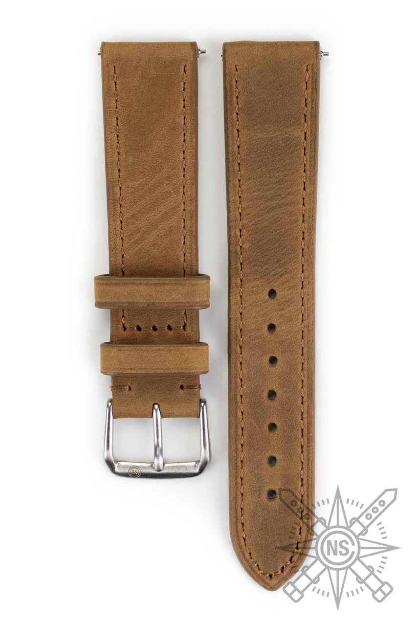 アクセサリー OLTLIEB WATERPROOF CLASSIC Classic Oiled Tobacco Leather Watch Band – Rustic Charm