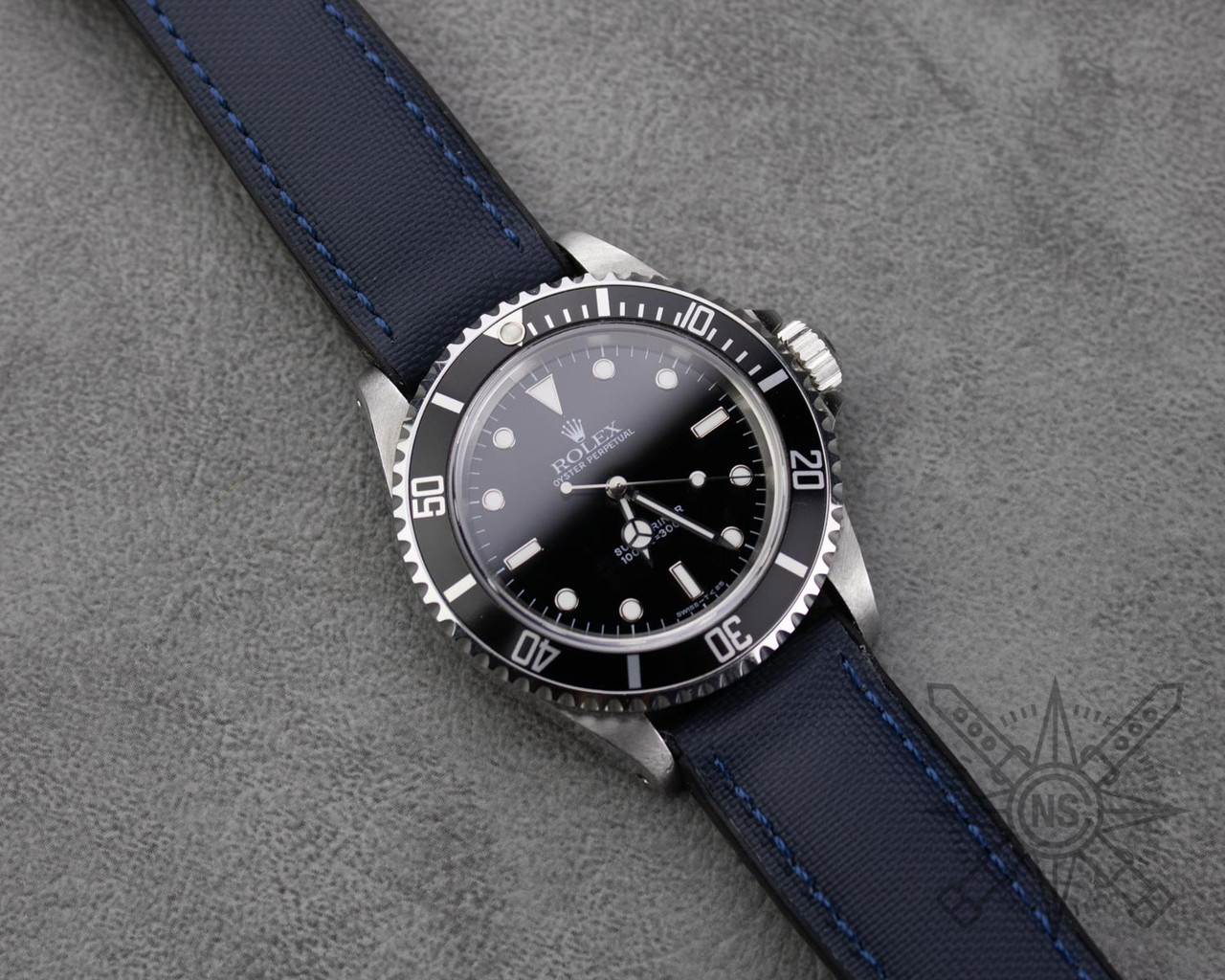 Premium Navy Sailcloth & Rubber Watch Strap – Durable