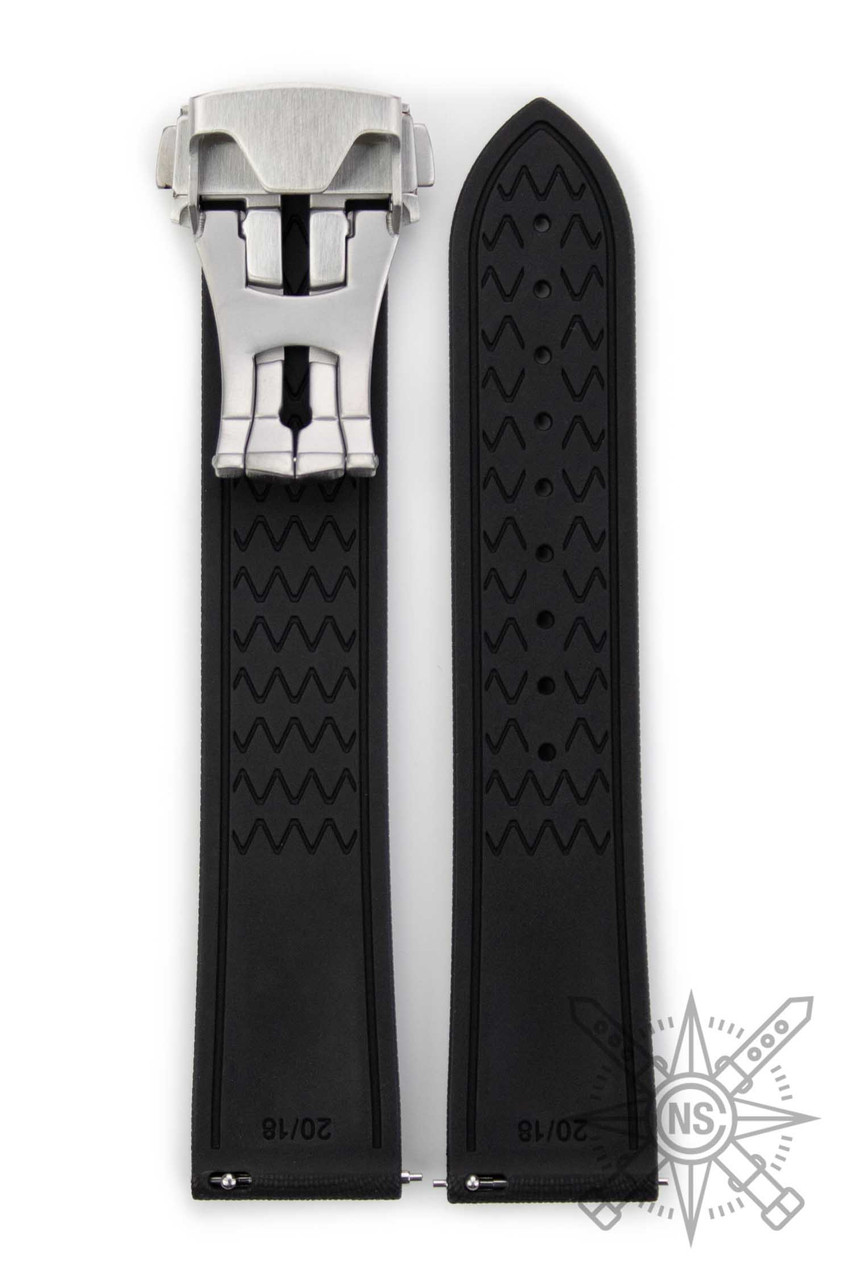Black Rubber Watch Strap – Deployant Classic Strap