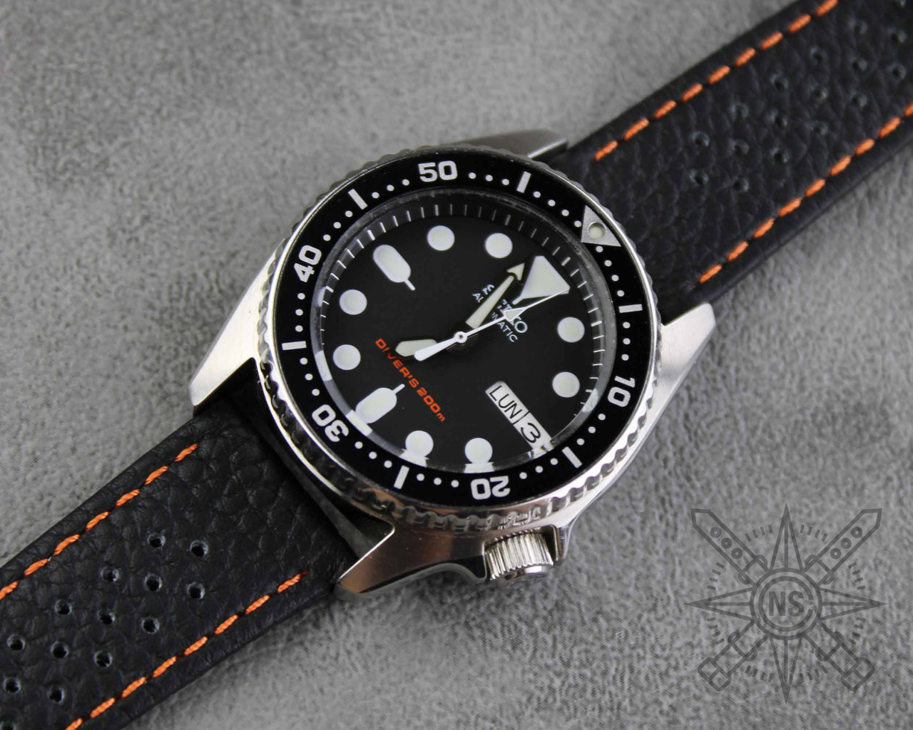 Monza Racing Watch Strap Black — Full-Grain Calfskin