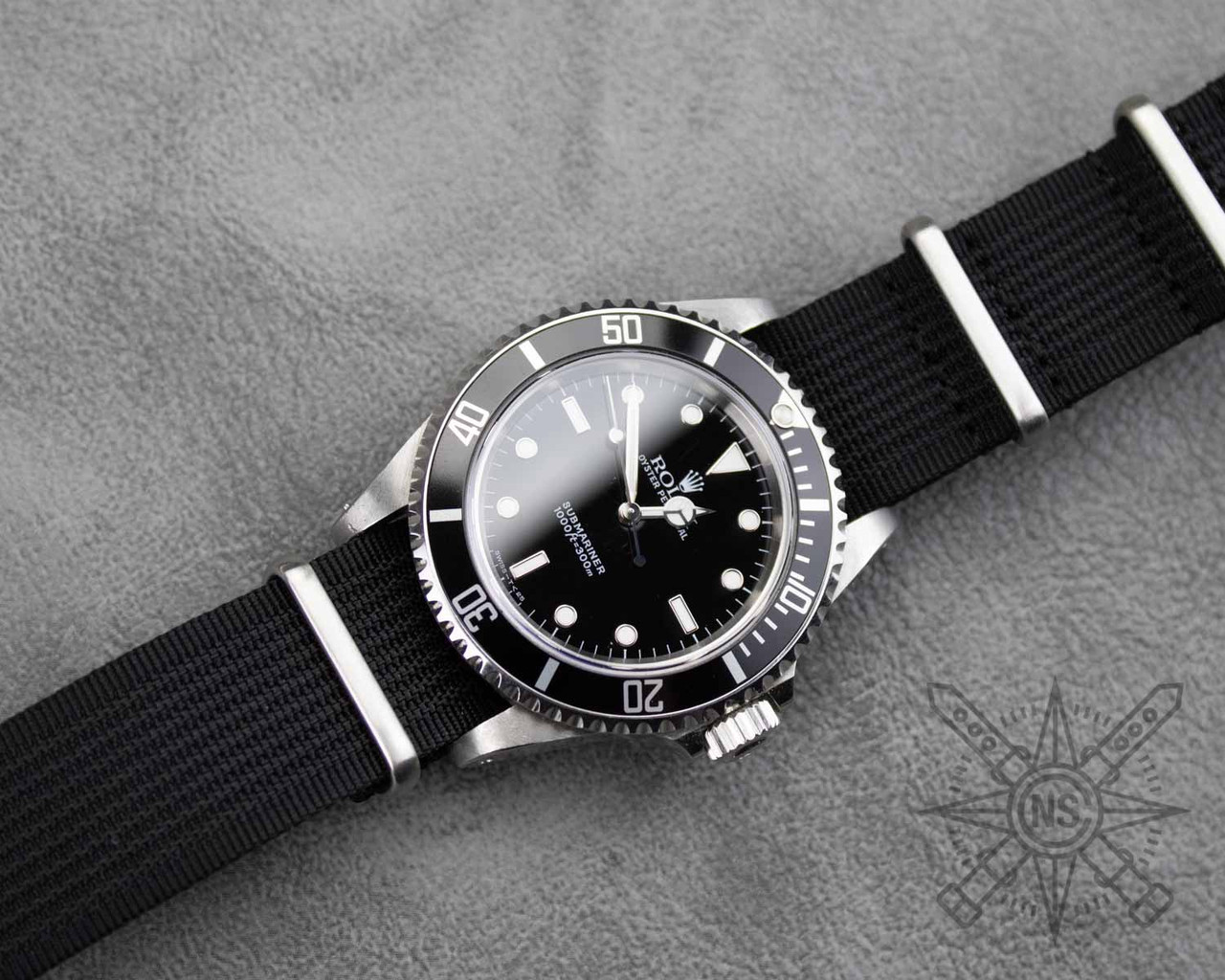 Black Nylon Watch Strap – Ribbed Timeless Durable Strap