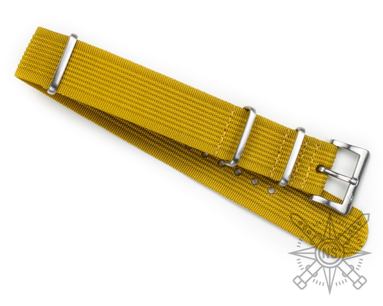 Mustard Yellow Nylon Watch Strap – Ribbed Bold Style - Main Image